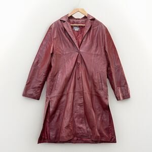 Laura Leigh LTD. Genuine Leather Long Trench Coat Jacket Women's XL